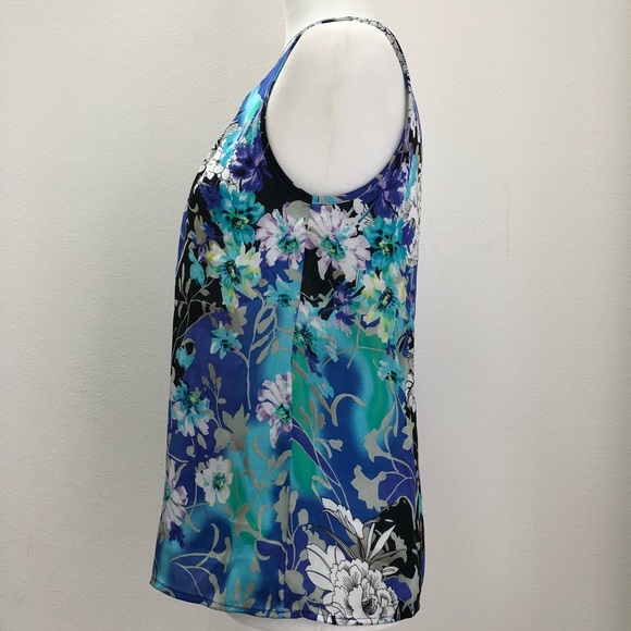 ⭐️Elementz⭐️Blue Floral Print Sleeveless Blouse Women’s Summer Tank Top Shirt - Picture 3 of 6